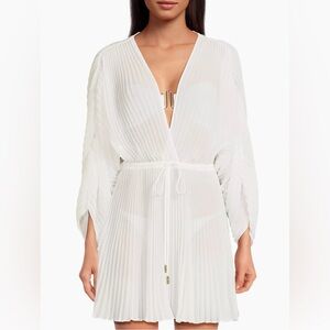 Milly
Pleated Chiffon Cover-Up Minidress